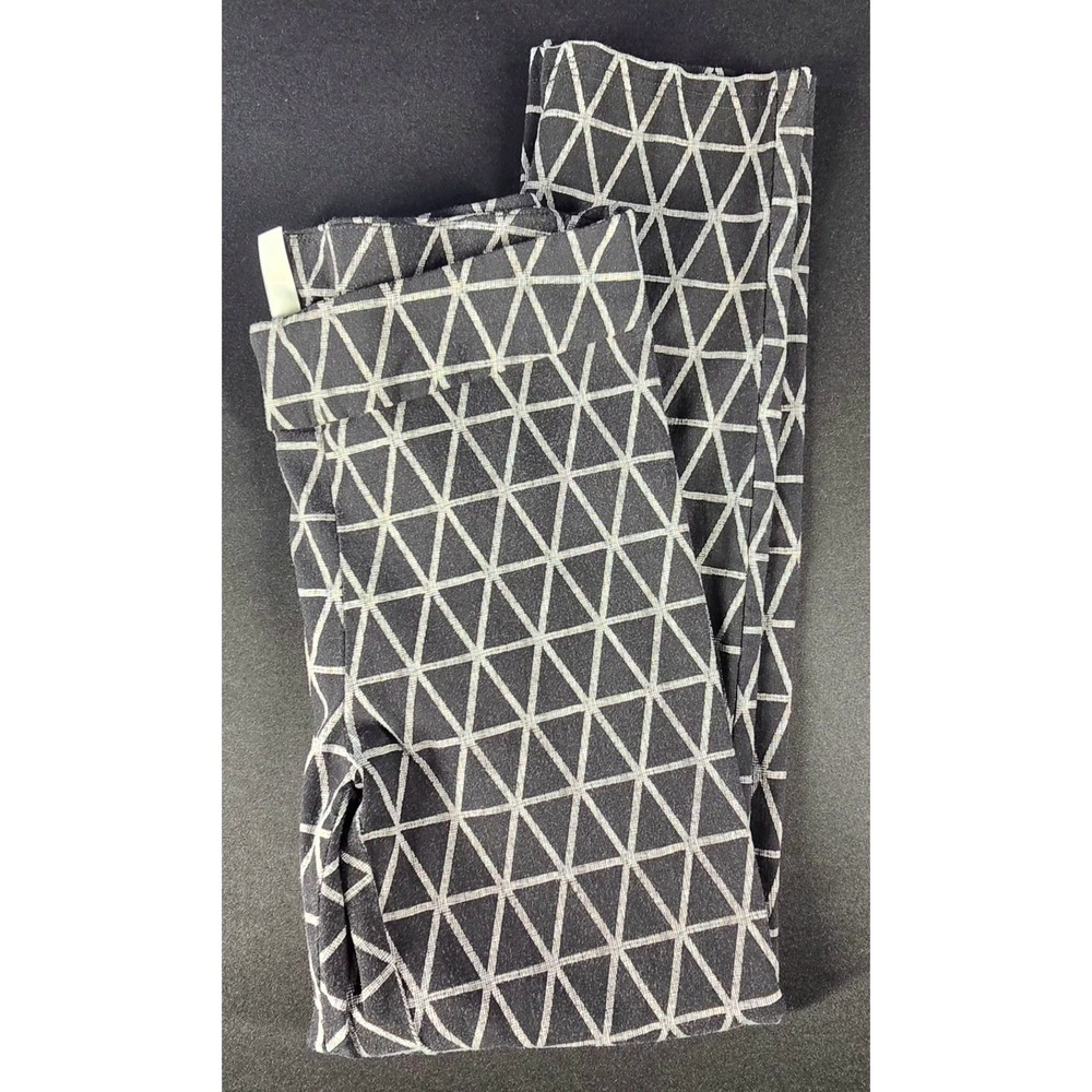 Popana Womens Black White Geometric Triangle Print Leggings Made in USA Large